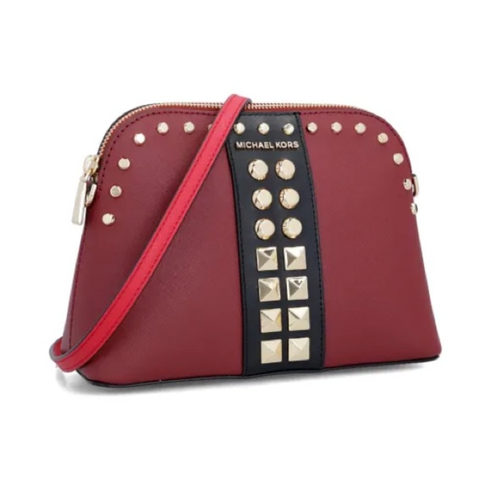 Michael Kors Red and Black Studded Women's Crossbody Dome Bag